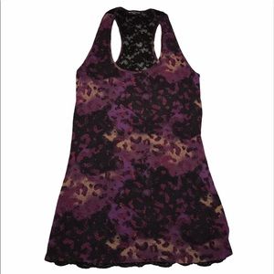 METROPARK purple black cheetah mesh lace tank top size small